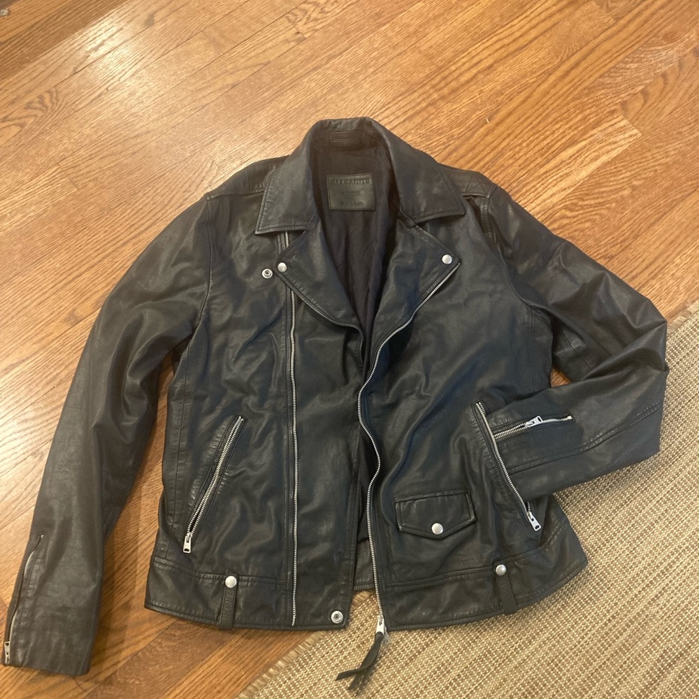 All Saints Black Leather Biker Jacket